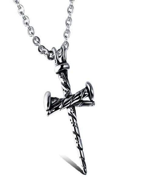

vintage titanium steel casting men039s pendant nail necklace fashion hipster cross necklace4689469, Silver