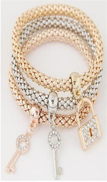

key locket pendant charm braclets bangles women layers gold color bracelets for woman punk pulseras jewelry gifts link chain3117001, Black