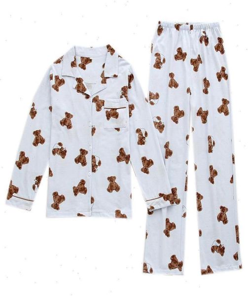 

knitted cartoon bear print sleepwear women home suit four seasons can be worn outside pajamas set longsleeved trousers plus size854879425, Black;red
