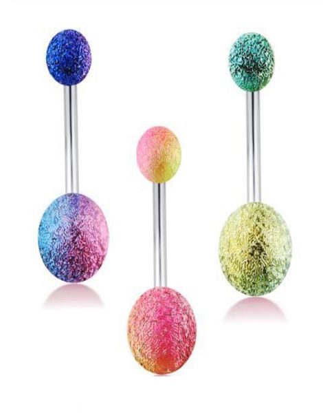 

stainless steel belly button rings uv coated rainbow colored jewelry for pierced navels7153639, Silver