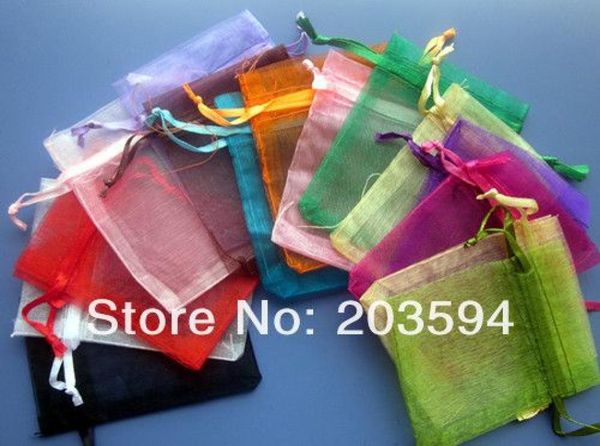 

500pcslots light color jewelry packing drawable organza bags 7x9cmwedding gift bags pouches8292632, Pink;blue