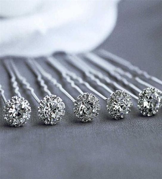 

10pcs fashion wedding bridal pearl flower clear crystal rhinestone hair pins clips bridesmaid hairwear jewelry hair accessories h06096490, Golden;silver