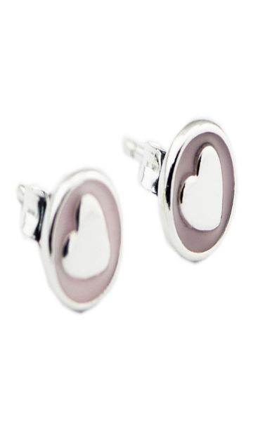 

authentic 925 sterling silver stud earring sweet statements with pink enamel earrings for women wedding gift delicate fine jewelry7299908, Golden;silver