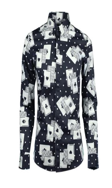 

mens full sleeve black white poker shirts for men039s clothing plus size m4xl man slim fit print dots club shirt68565715765548, White;black