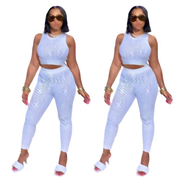 

fashion new street style casual suit round neck short sleeve trousers fashion sports vest two-piece set, White
