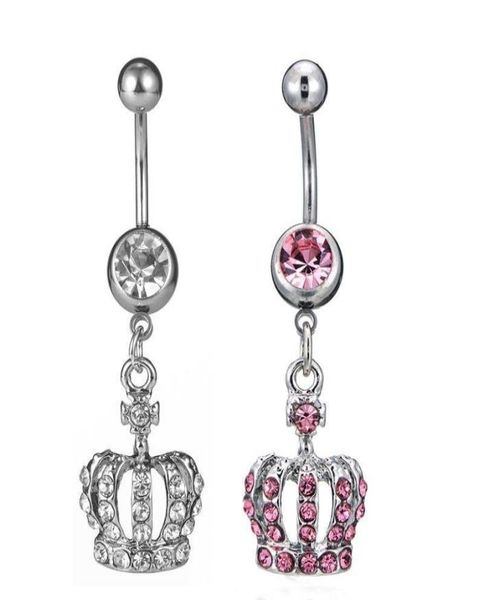

2 colors crown style belly piercing body jewelry button ring navel ring belly bar6896245, Silver