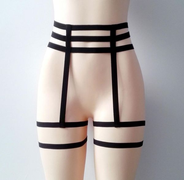 

1pc women leg garter belt elastic cage body hollow leg garter belt suspender strap underwear strap4734838, Black;white