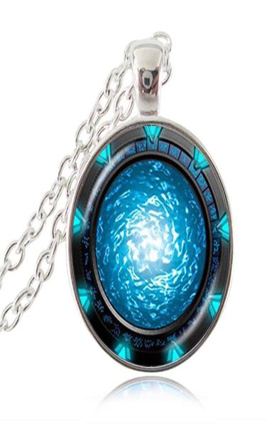 

stargate pendant stargate portal atlantis necklace glass cabochon art charm round handmade jewelry women choker fashion accessorie3510201, Silver