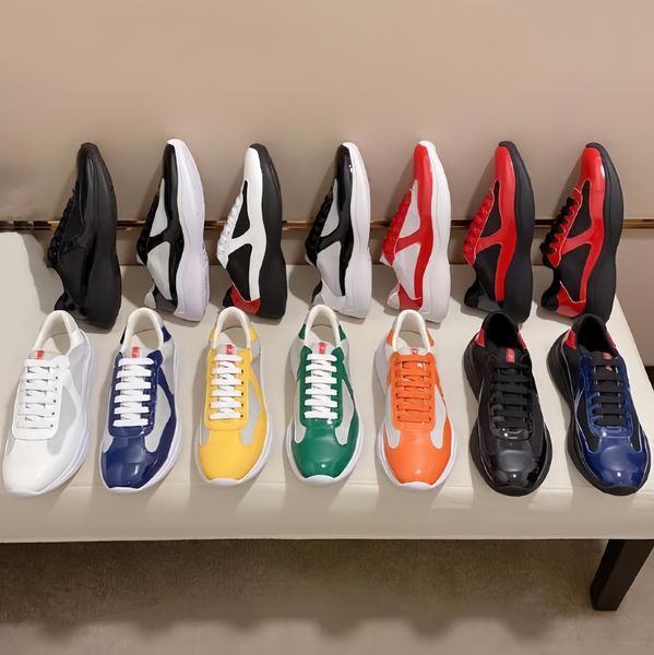 

designer americas cup shoes patent leather sneakers flat trainers for men casual shoes outdoor runner trainer sport shoes size 38-46, Black