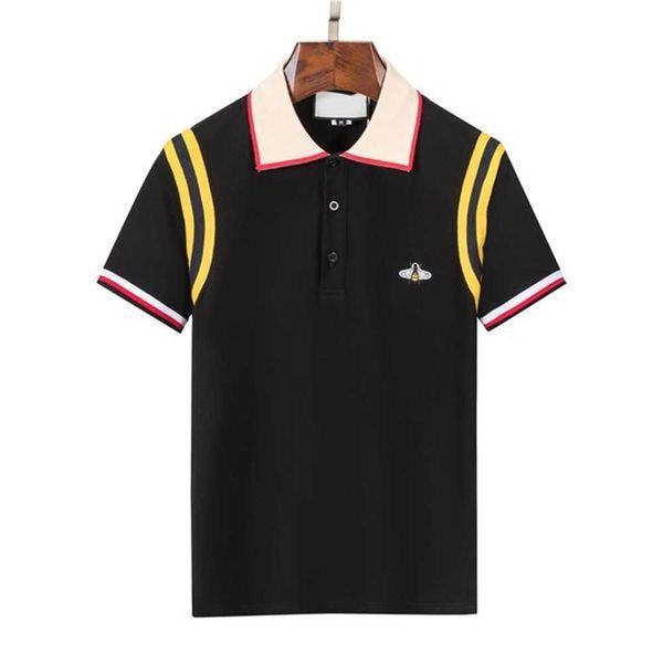

mens polo shirts designer t shirt high street solid color lapel polos printing cottom clothing tees polos plus size badge decoration #ch6 2l, White;black