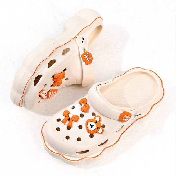 

sandals cave slide women's summer sandals cute cartoon diy flower decoration cave shoes anti slip soft sole women's flip 230711, Black