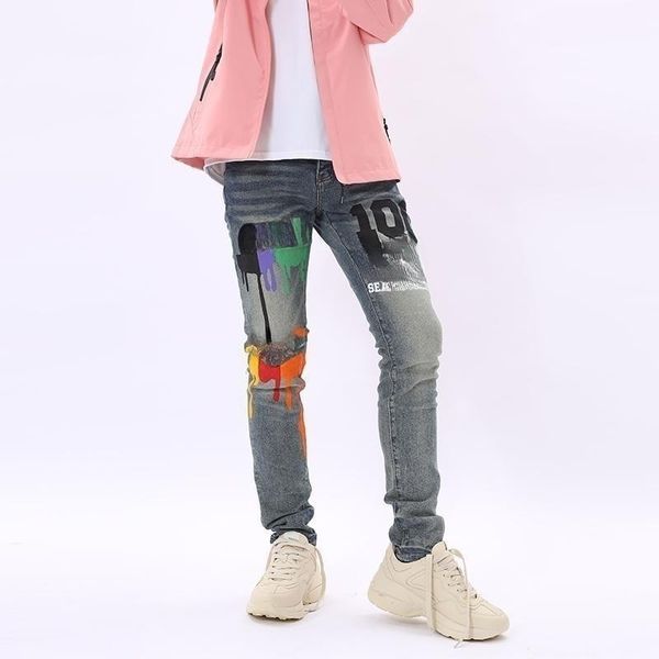 

designer ksubi stacked jeans men distressed ripped skinny cowboy pant jeans rock revival trousers straight letter hip fashion style lulus, Blue