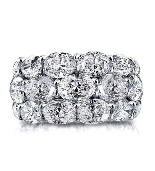 

choucong brand 2022 wedding rings sell luxury jewelry 925 sterling silver fill three rows oval cut white z cz diamond gems4201200, Slivery;golden