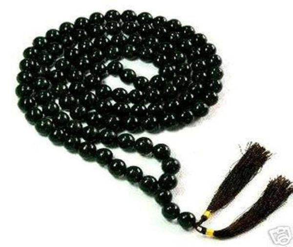 

tibetan 10mm buddhist 108 black jade prayer beads mala necklace6345877, Silver
