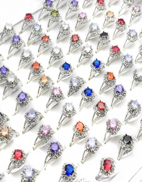 

20 pieces vintage style round colorful crystal rings whole punk bohemian rings for women fashion jewelry3938833, Silver