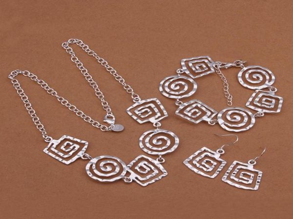 

high grade 925 sterling silver square thread bracelet necklace earrings threepiece jewelry sets dfmss431 factory direct wedd6496745, Black