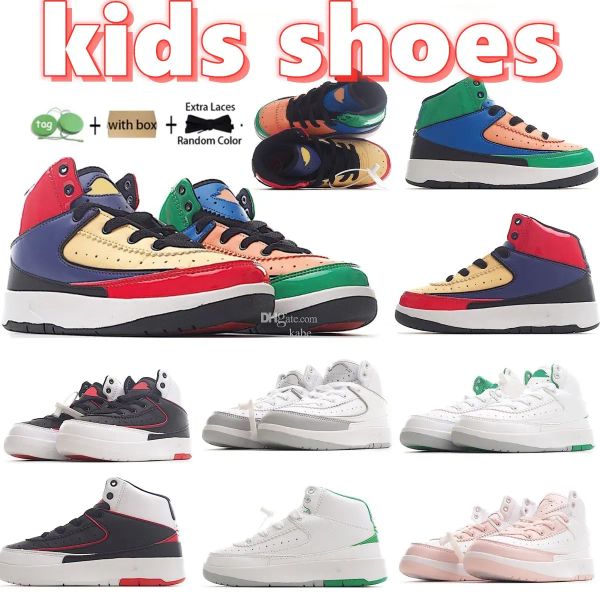 

kids shoes 2s toddlers jumpman 2 boys girls youth basketball shoe children mid sneakers designer pink baby kid infants trainers, Black