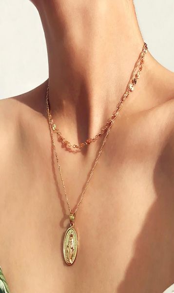 

fashion jesus pendant necklaces trendy multilayer chain choker necklace for womens fashion jewelry collier femme3488328, Silver