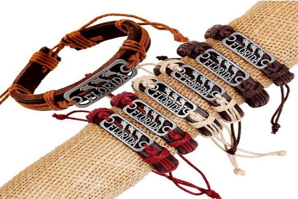 

man woman antique silver cowhide bracelet 100 cowhide bracelet dolphin florida leather couple bracelet mix 4 color 24pcslot8862303, Golden;silver