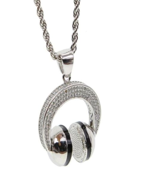 

music dj headphone pendant necklaces silver color chain men women hip hop jewelry rock headset necklace lovers gift chains6941922