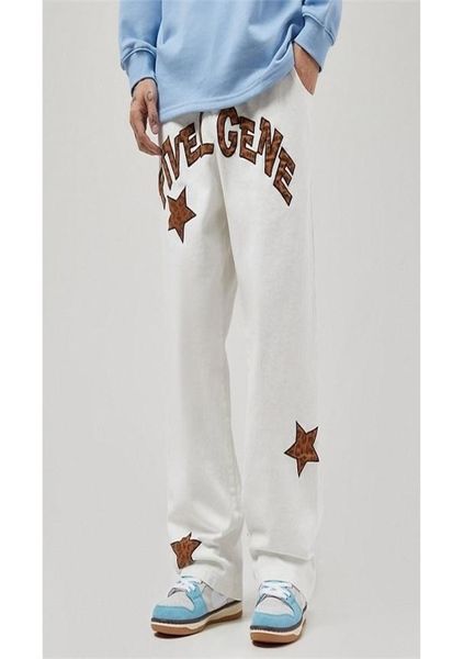

street embroidery printed casual jeans men high straight long pants black jeans mens stacked 2203287383472, Blue