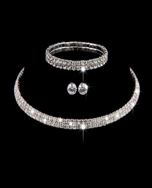 

silver color circle crystal bridal jewelry sets african beads rhinestone wedding necklace earrings bracelet sets for women8832822, Slivery;golden