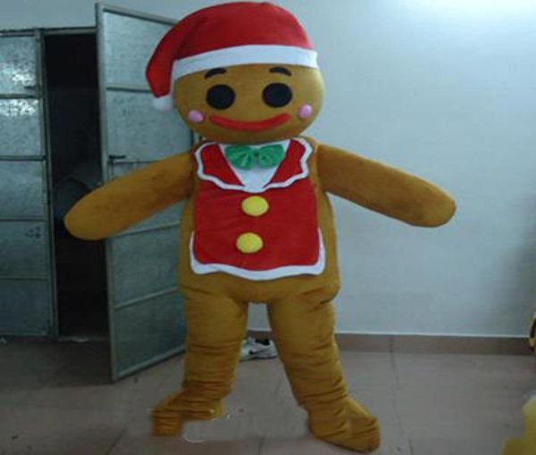 

2018 discount factory the head gingerbread man mascot costume in christmas suit for adults to wear5595616, Red;yellow