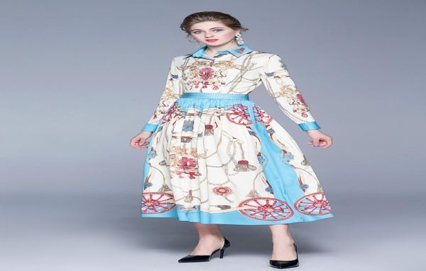 

whole spring summer fall vintage floral baroque print collar long sleeve empire waist women ladies party casual aline midi be7703226, Black;gray