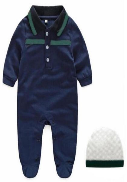 

design kids clothes cotton baby boys girls rompers toddler length sleeve onepiece jumpsuits summer infant onesies hat7449233, Blue