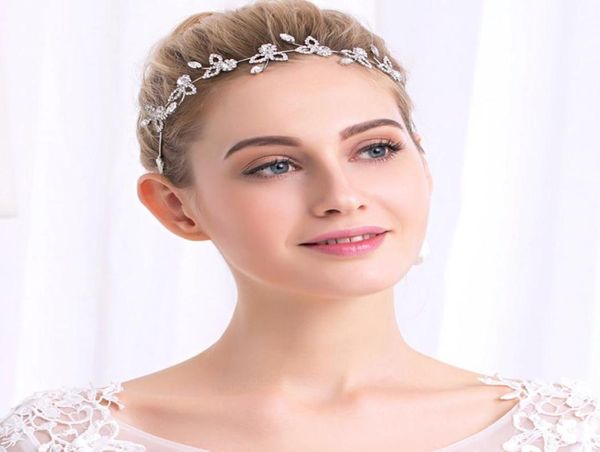 

special offer headbands trendy zinc alloy plant bridal hair vine crystal tiara crown wedding comb headpiece jcg0336143052, Golden;white