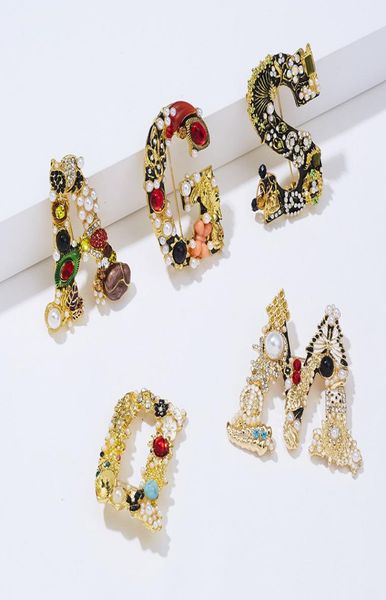 

creative pearl letter brooches for women gold color brooch 5 styles enamel pin coat accessories fashion jewelry2643249, Gray