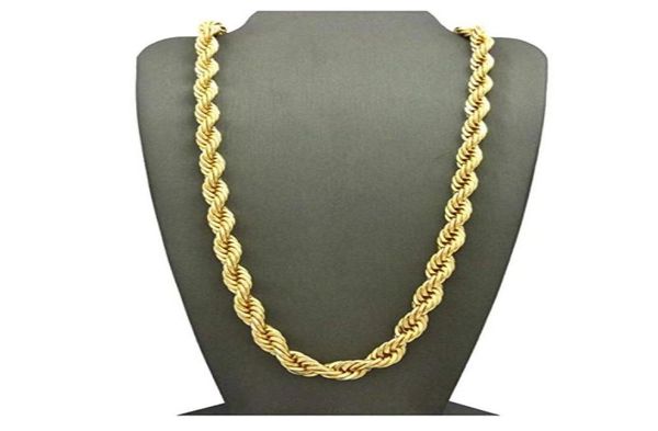 

heavy hip hop 24quot rapper039s 7mm solid thick rope chain necklace 18k yellow gold filled collar clavicle men jewelry1162903, Silver
