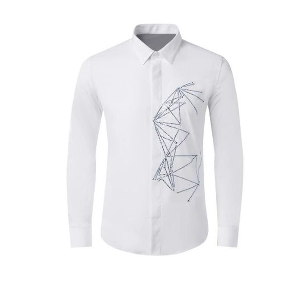 

new arrival cotton fashion spring pyramid crystal long sleeve men casual shirts summer plus size  l xl 2xl 3xl 4xl6149588, White;black