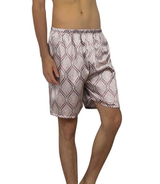 

2020 mens casual loose satin silk printed pajama shorts summer sleepwear soft boxer underwear nightwear underpants homewear8519512, Black;brown