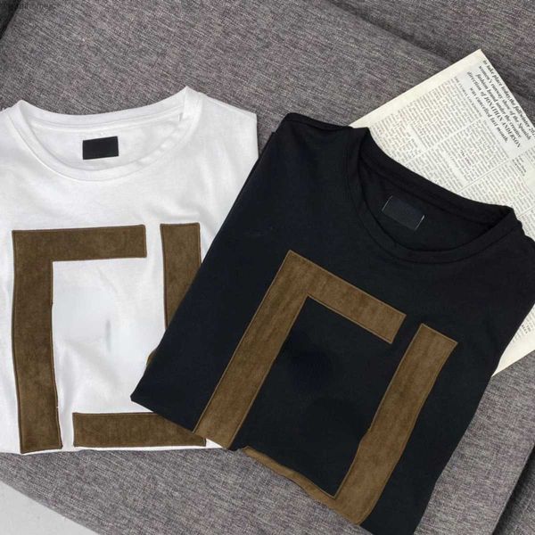 

women plus size t shirts embroidered leather letters summer round neck short sleeve couple pullover cotton sweatshirt luxury t-shirts, White