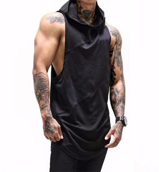 

padegao men039s fitness hoody tank black white summer sleeveless hoodies tees muscle workout singlet t shirt hiphop tank to5068899, White;black