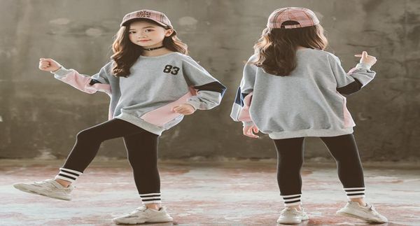 

kids tracksuit cotton fall outfits two piece clothing set sweatshirtwhitegrey leggings 2020 girl boutique outfits baby clothes7044598, White