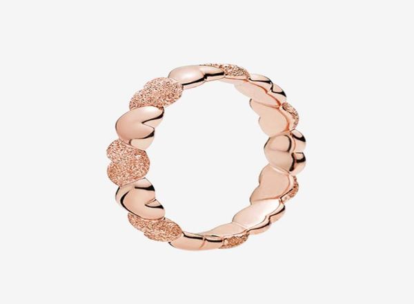 

women's matte brilliance heart band ring rose gold plated wedding jewelry for 925 silver love rings with original box5012648, Slivery;golden