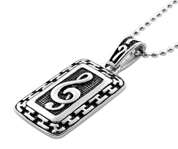 

brand new never fade stainless steel unisex039s silver casting square music notation 4620mm pendant with chain necklace h4754632