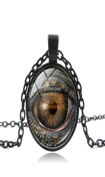 

retro dragon eye time gemstone necklace silver bronze glass cabochon pendant necklaces for women men fashion jewelry1459599
