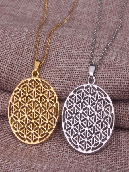 

two colors flower of life necklace for women new fashion silver gold geometric long boho choker necklace6991066