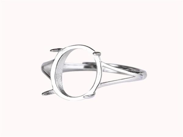 

fine silver 925 sterling silver ring women engagement wedding ring semi mount for 10x14mm oval cabochon amber opal agate white gol1778055, Golden;silver