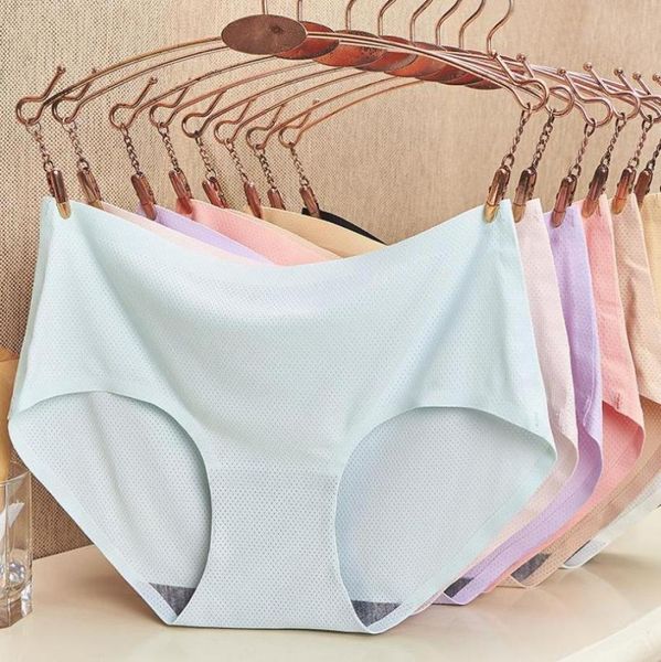 

seamless underwear panties woman ice silk midwaist large size lady039s triangular summer mesh permeability women039s4637552, Black;pink