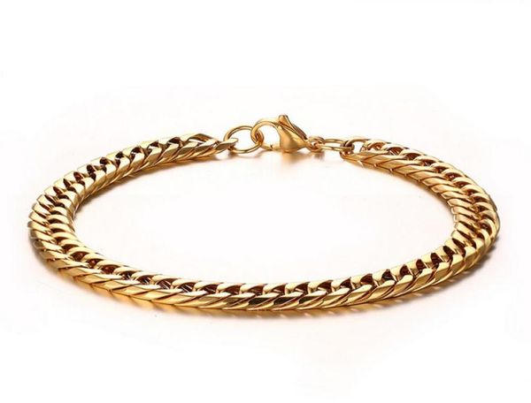 

gold curb link chunky chain bracelets stainless steel01239074477, Black