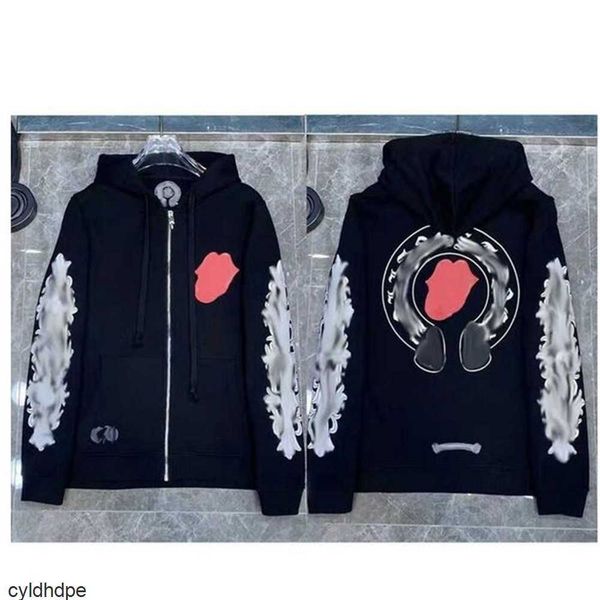 

fashion luxury mens jackets designer zipper sweatshirts heart horseshoe cross print brand ch hoodies women chromes coat casual pullover loos, Black;brown