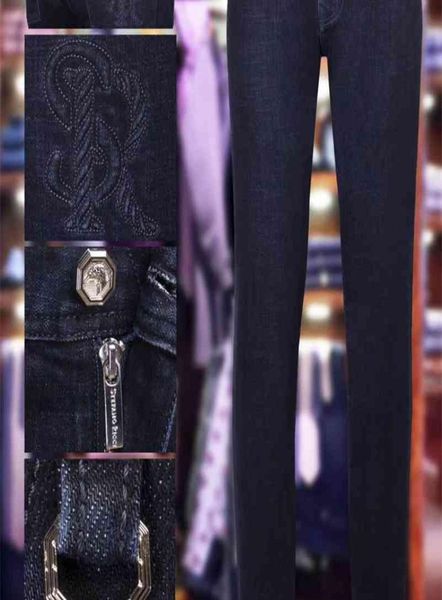 

billionaire jeans cowhide winter thick men new cotton fashion zipper embroidery big size 3140 shippng 2103318792184, Blue