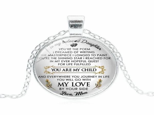 

my love child necklace letter mother father glass cabochon necklaces fashion jewelry will and sandy drop ship5484381, Silver