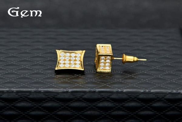 

men cubic zirconia diamond earings fashion mens jewelry hip hop copper white gold filled crystal stud earring jewelry9937067, Golden;silver