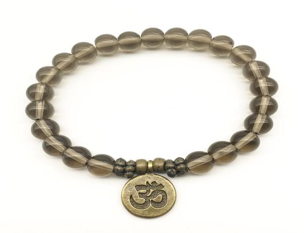 

sn1333 vintage design yoga bracelet natural smokey quarz bracelet ohm charm meditative yogi balance bracelet whole1213098, Black