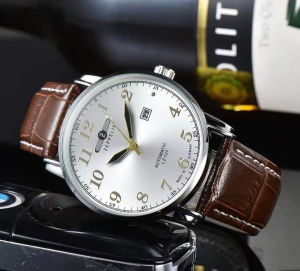 

2023 zeppelin new designer movement watches men luxury mens watch 42mm multi-function chronograph montre clocks ing, Slivery;brown